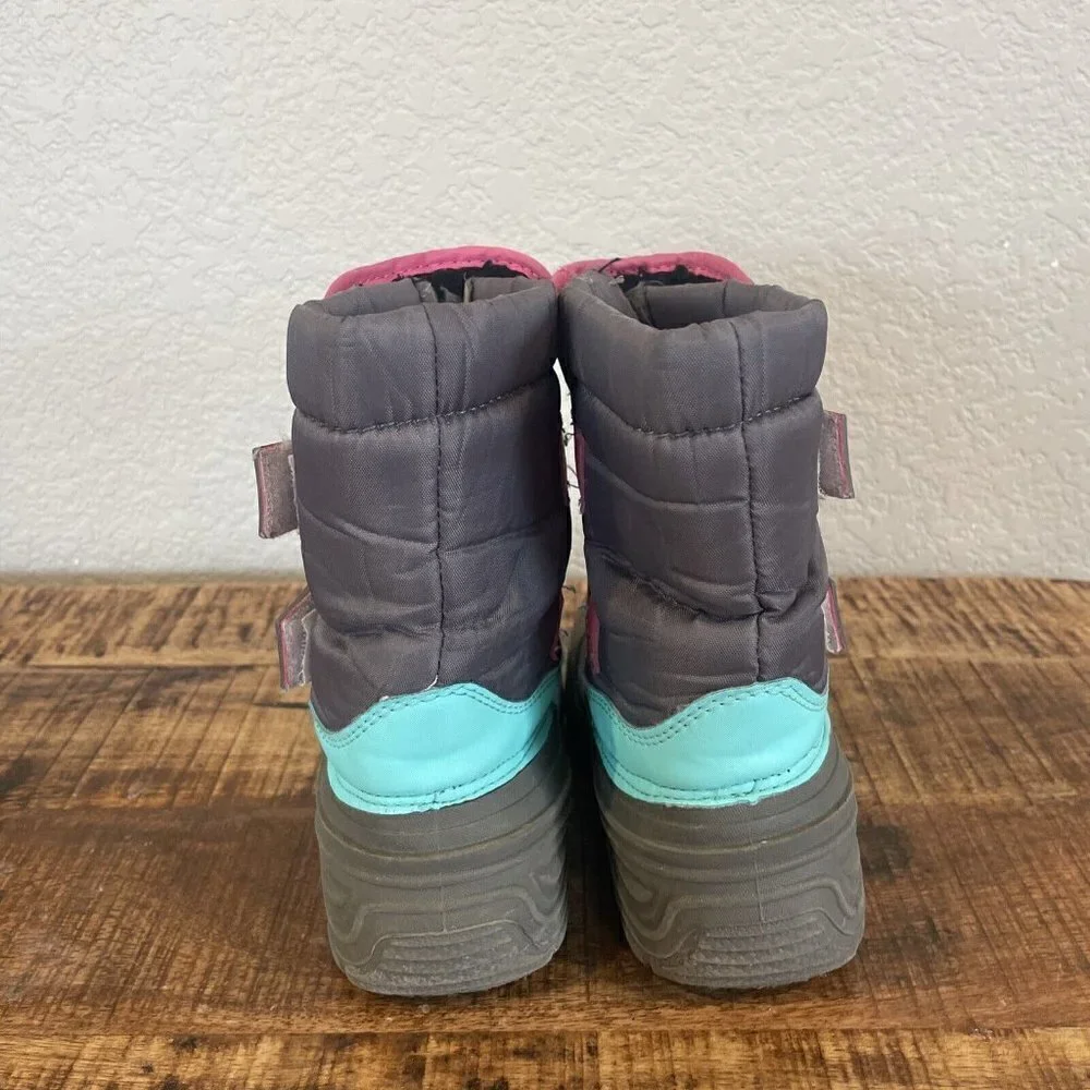 Wonder Nation Snow Boot Youth 13 Gray Pink Blue Winter Outdoor Insulated